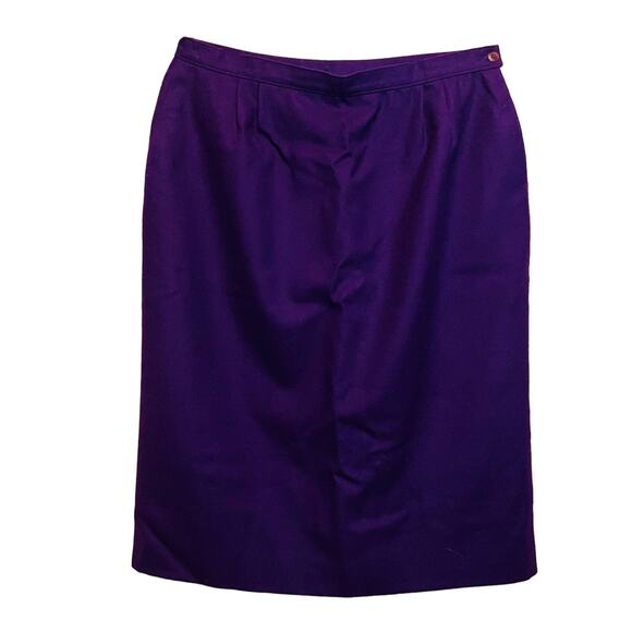 Pendleton Size 12 Purple Wool A Line Pencil Skirt Vintage 80s Lined Side Button - Picture 2 of 10